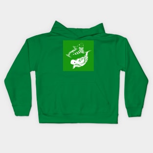 beluga whale in green ecopop pattern mandala Kids Hoodie